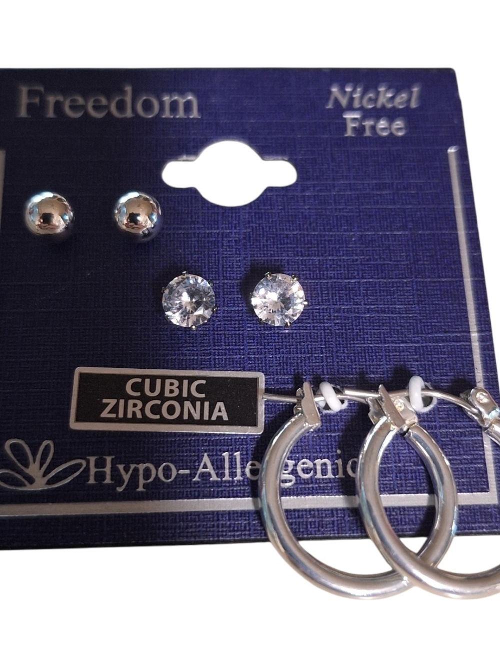 🇺🇸3/$15🇺🇲 Cubic Zirconia and Silver Tone Earring Set - Clear & Silver